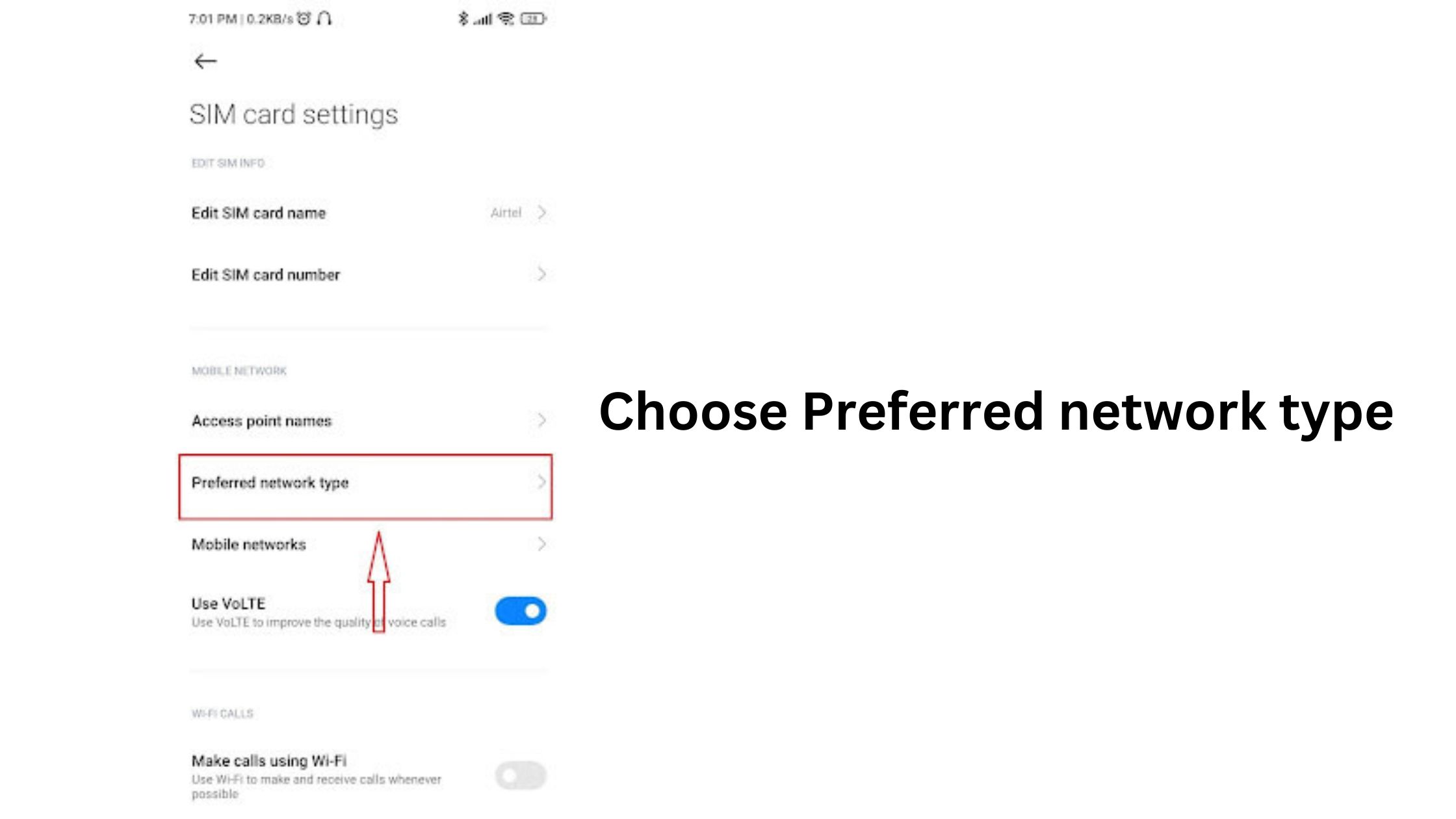 click on preferred network type