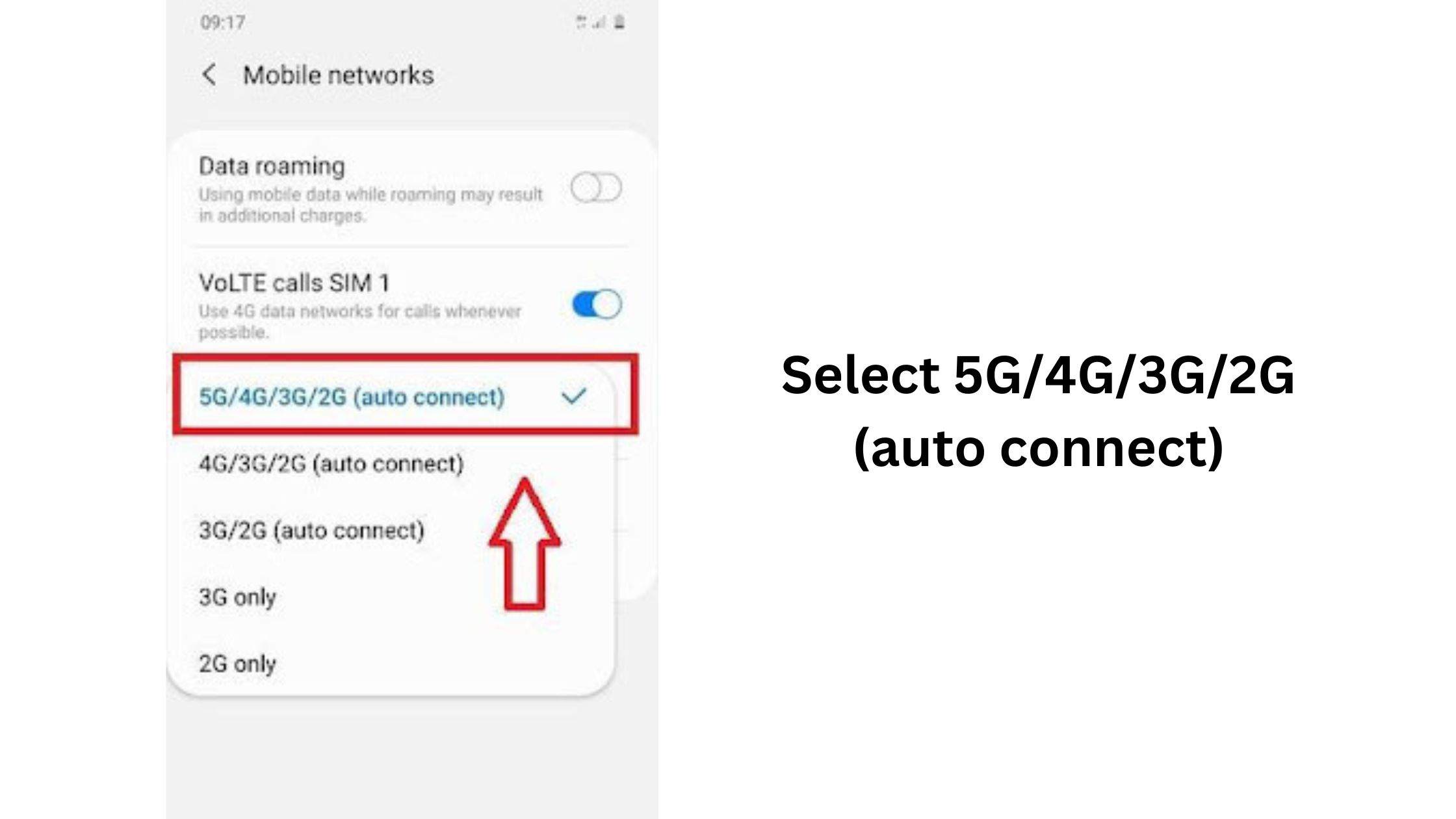 finally select 5G network for activate Jio 5G network on android